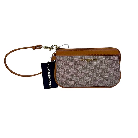 NWT Karl Lagerfeld Almond/Taupe Wristlet / Clutch / Bag - Picture 2 of 15